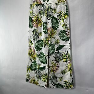 Neiman Marcus Tropical Wide Leg Linen Cotton Blend Pants M